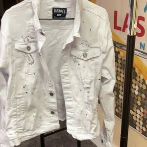 White Jean Jacket with Distressed Design